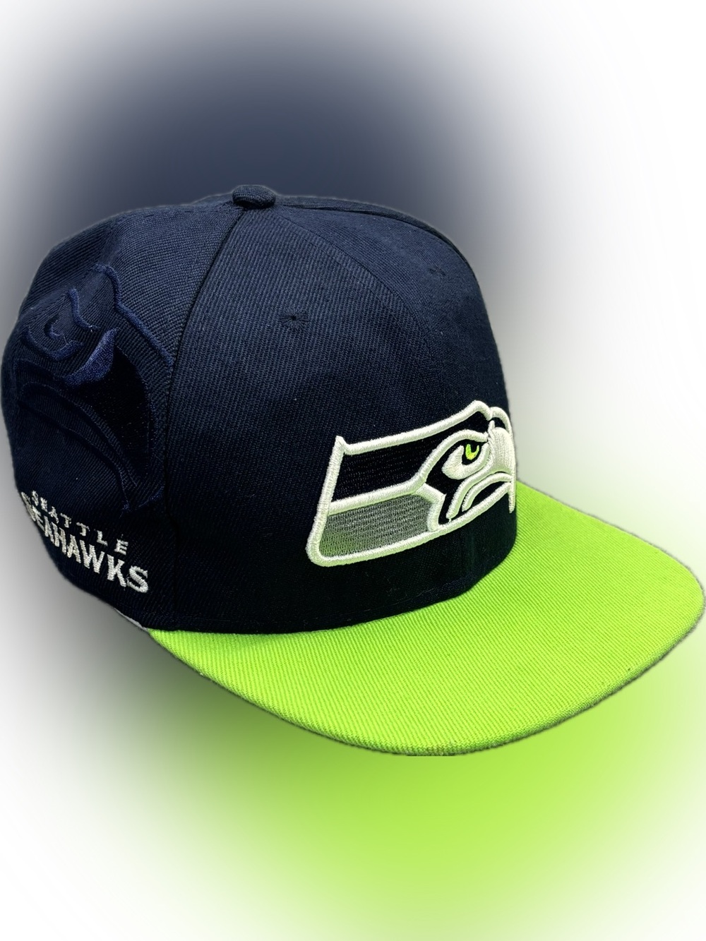 Seattle Seahawks Navy Green NFL New Era Fits Snapback Hat Cap Flat Brim